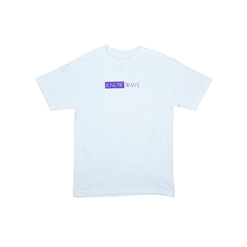 Purple with White Waves Logo - Know Wave TBT Tee (White / Purple)