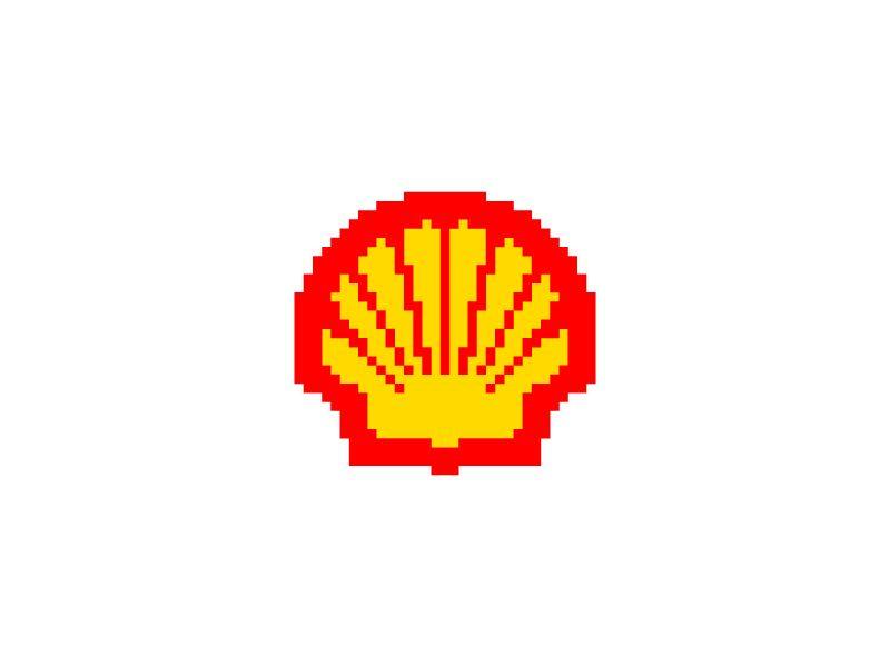 Red and Yellow Shell Logo - Shell Pixel Art Logo