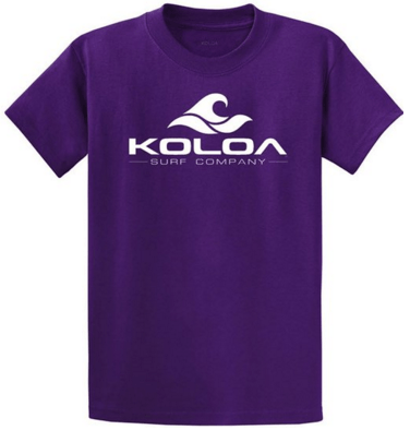 Purple with White Waves Logo - Koloa Surf Classic Wave Logo Tees - Heavy Cotton T-Shirts
