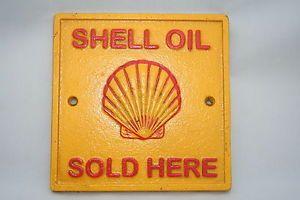 Red and Yellow Shell Logo - Shell Oil Advertising Sign Repro SHELL OIL SOLD HERE Cast Iron ...