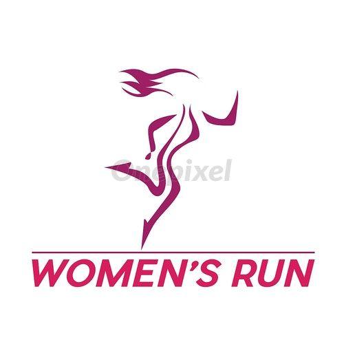 Runner Woman Logo - Vector sign woman runs fast, runner in linear and simple - 4529089 ...