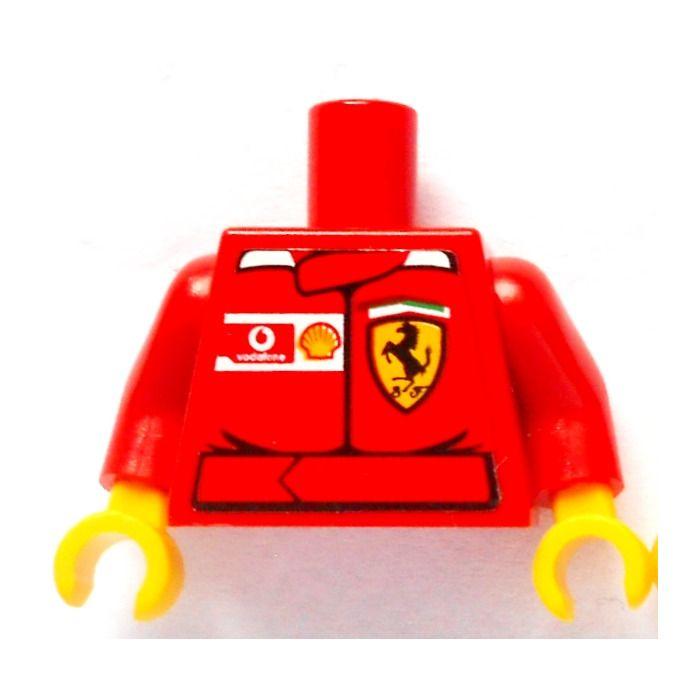 Red and Yellow Shell Logo - LEGO Red Minifig Torso with Ferrari Shield Sticker on Front and ...