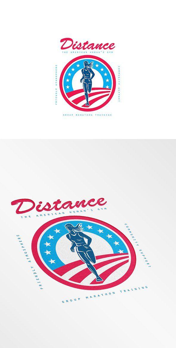 Runner Woman Logo - Distance Woman's Gym Logo ~ Logo Templates ~ Creative Market