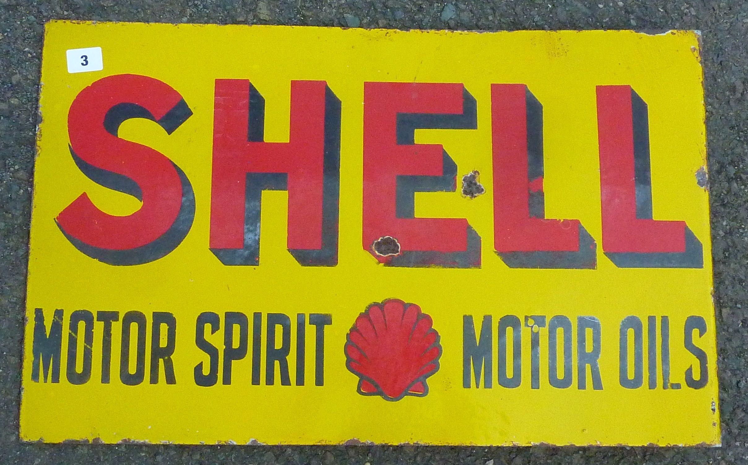 Red and Yellow Shell Logo - SHELL MOTOR SPIRIT MOTOR OILS WITH RED SHELL LOGO, ENAMEL