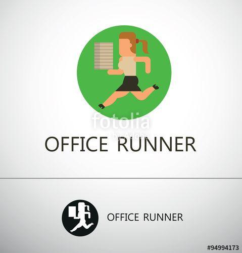 Runner Woman Logo - Vector Office Runner, Woman. Image of a green round icon with ...