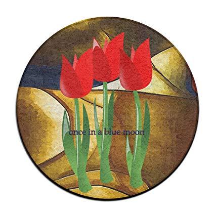 Red Flower in a Blue Circle Logo - Amazon.com : A Row Of Red Flowers Circle Shaggy Round Shape Carpet