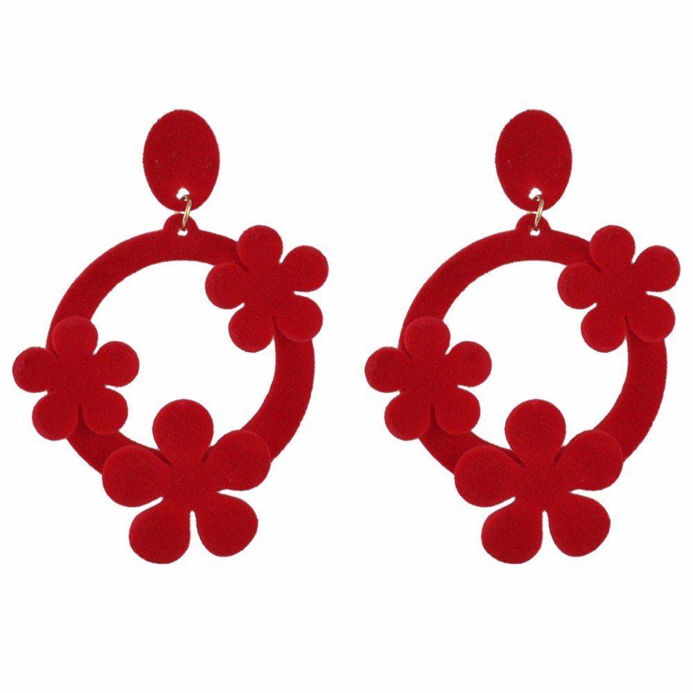 Red Flower in a Blue Circle Logo - 4 Colors Fashion Circle Blue Red Flower Shape Flocking Acrylic Earrings For  Women Big Geometric Drop Earrings Party Jewelry 2018-in Drop Earrings from  ...