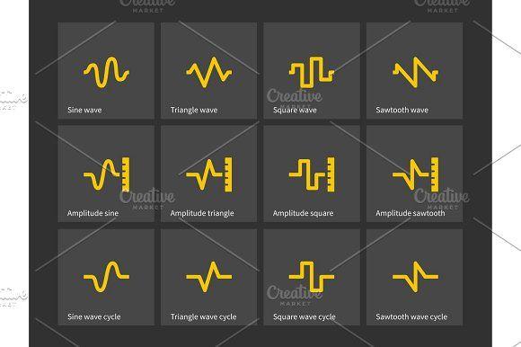 Square Wave Logo - Sine, Triangle, Square, Sawtooth wave types icons. ~ Illustrations ...