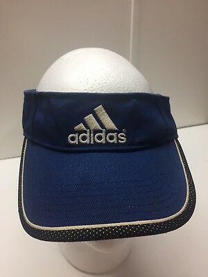 Three Blue Bars Logo - ADIDAS THREE BARS Logo Blue Sun Tennis Visor Hat Cap Adjustable