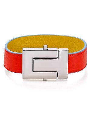Red Daisy Logo - Tory Burch T Logo Color Block Leather Bracelet In Poppy Red Daisy