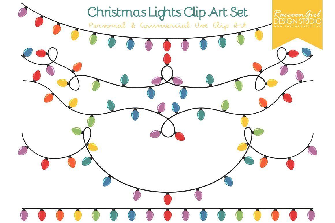 Christmas Lights Logo - Christmas Lights Clip Art Set Illustrations Creative Market