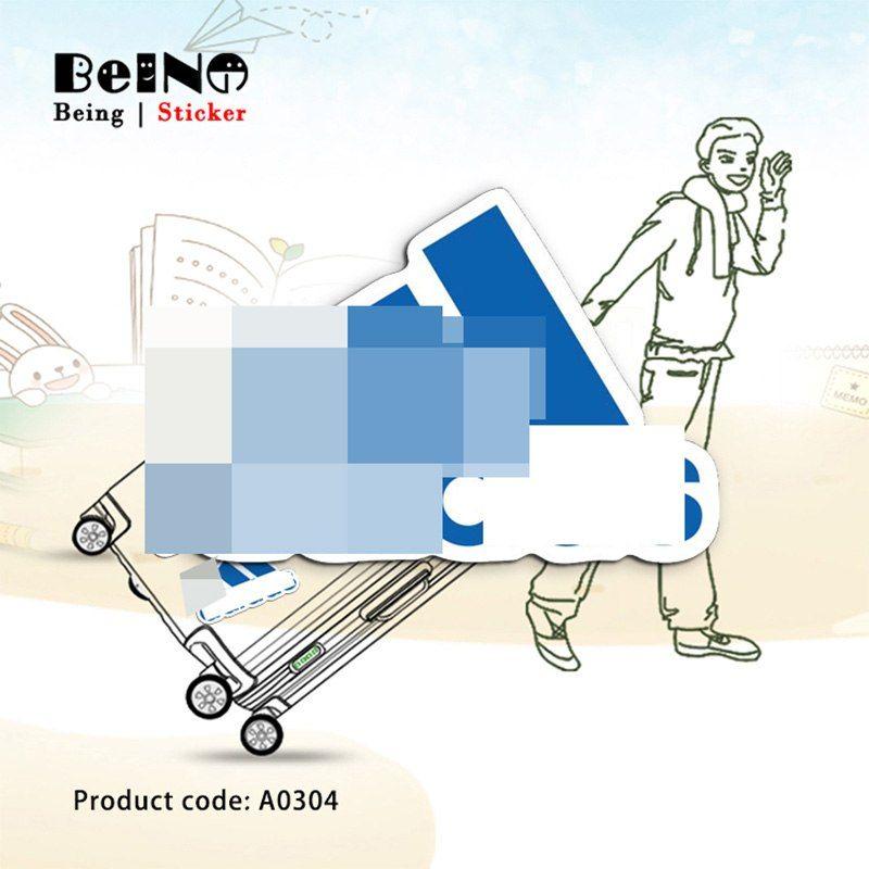 Three Blue Bars Logo - blue fashion brand logo Three bars cool sticker Waterproof Suitcase