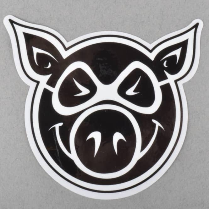 Black and White Skate Logo - Pig Wheels Pig Head Skateboard Sticker - Black - ACCESSORIES from ...
