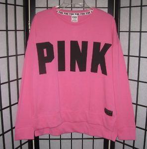 Victoria's Secret Pink Black Logo - NWT VICTORIA'S SECRET PINK BLACK LOGO VARSITY SIDE SLIT CREW