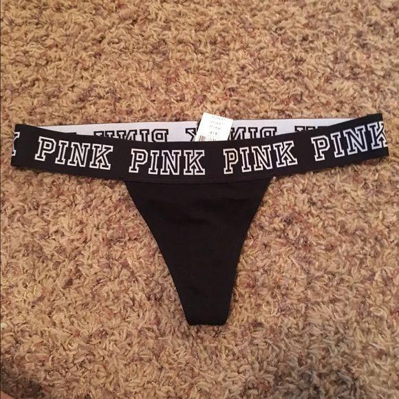 Victoria's Secret Pink Black Logo - Victoria's Secret PINK logo thong NWT | Popular Posh Picks ...