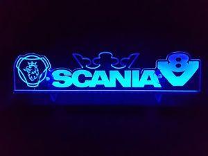Blue LED Logo - 12 Volts LOGO SCANIA V8 And CROWN ENGRAVED ILLUMINATING BLUE LED ...