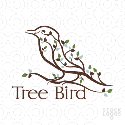 Tree Bird Logo - tree branch organic bird with leaves. Logo Inspiration. Logos