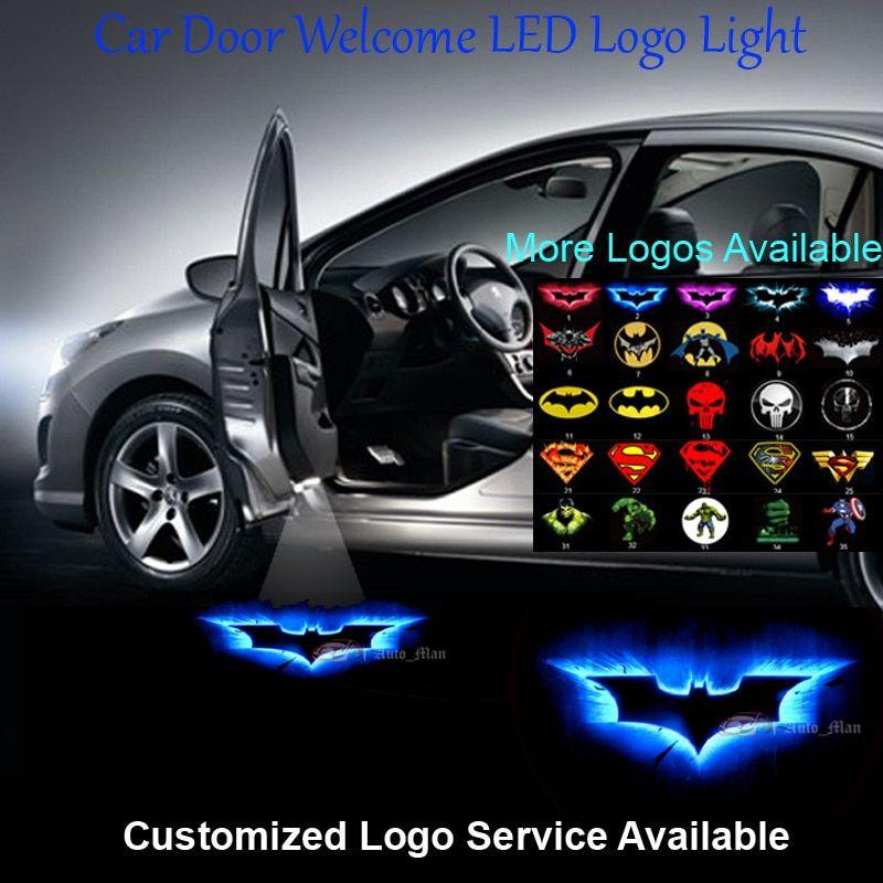 Blue LED Logo - 2x 3D Blue Dark Knight Batman Logo Wired Car Door Welcome Laser