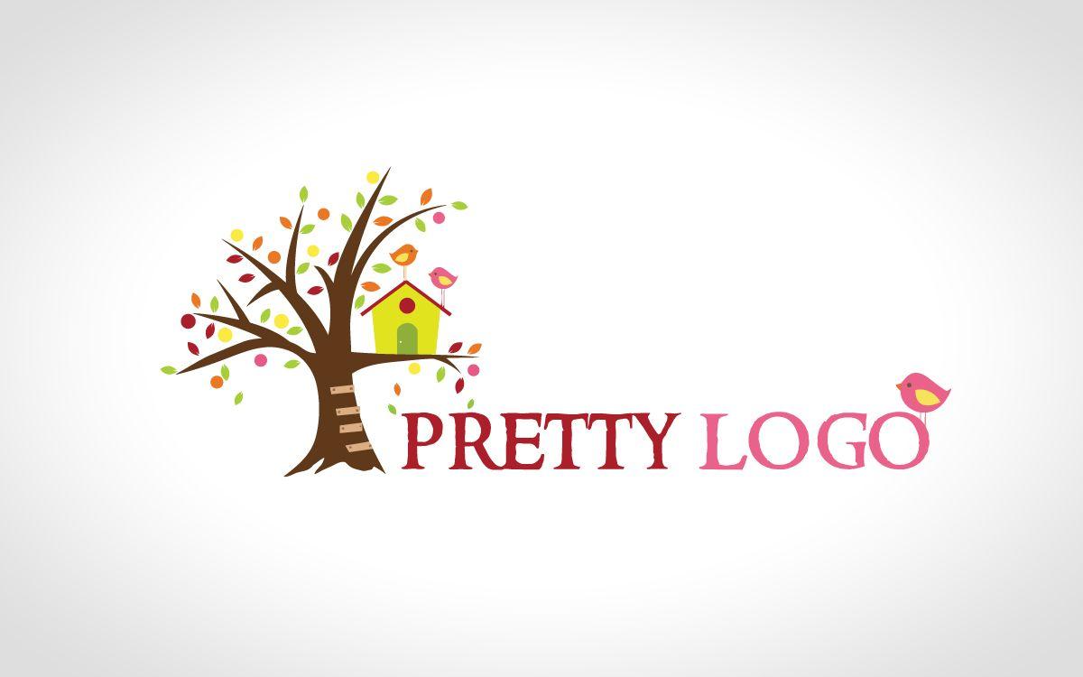 Tree Bird Logo - Tree Logo. Beautiful Petals and Bird Logo
