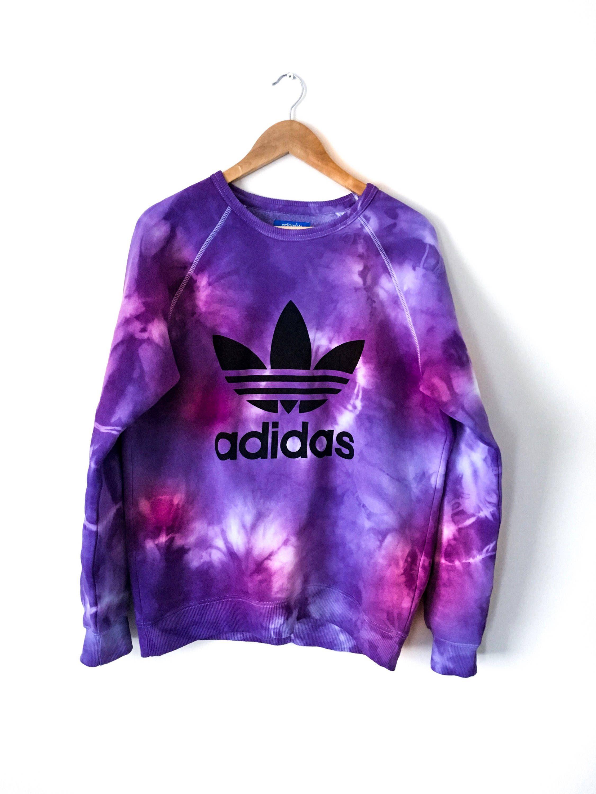Adidas Tie Dye Logo - Adidas tie dye sweatshirt. Grunge, purple, pink, tie dye, tie dye