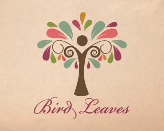 Tree Bird Logo - Human Tree Bird Leaves Designed