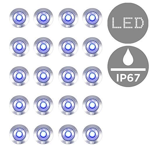 Blue LED Logo - Pack of 20 - MiniSun 15mm Blue LED Round Garden Decking/Kitchen ...