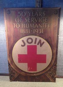 1881 Red Cross Logo - Antique VTG Red Cross 50 Year Service 1881 1931 Litho Poster ...