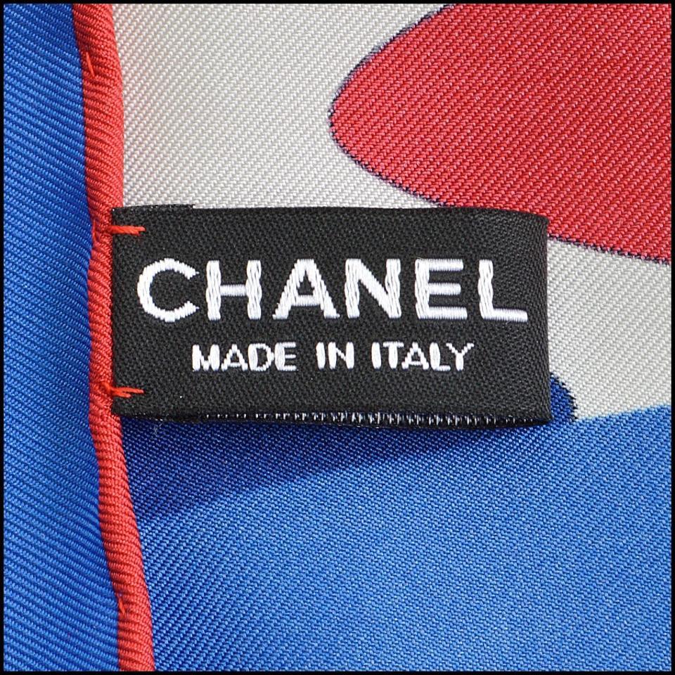 Red White Blue Airline Logo - Chanel Blue Airlines Red/Blue/White Cc Logo 90cm Silk Square Scarf ...