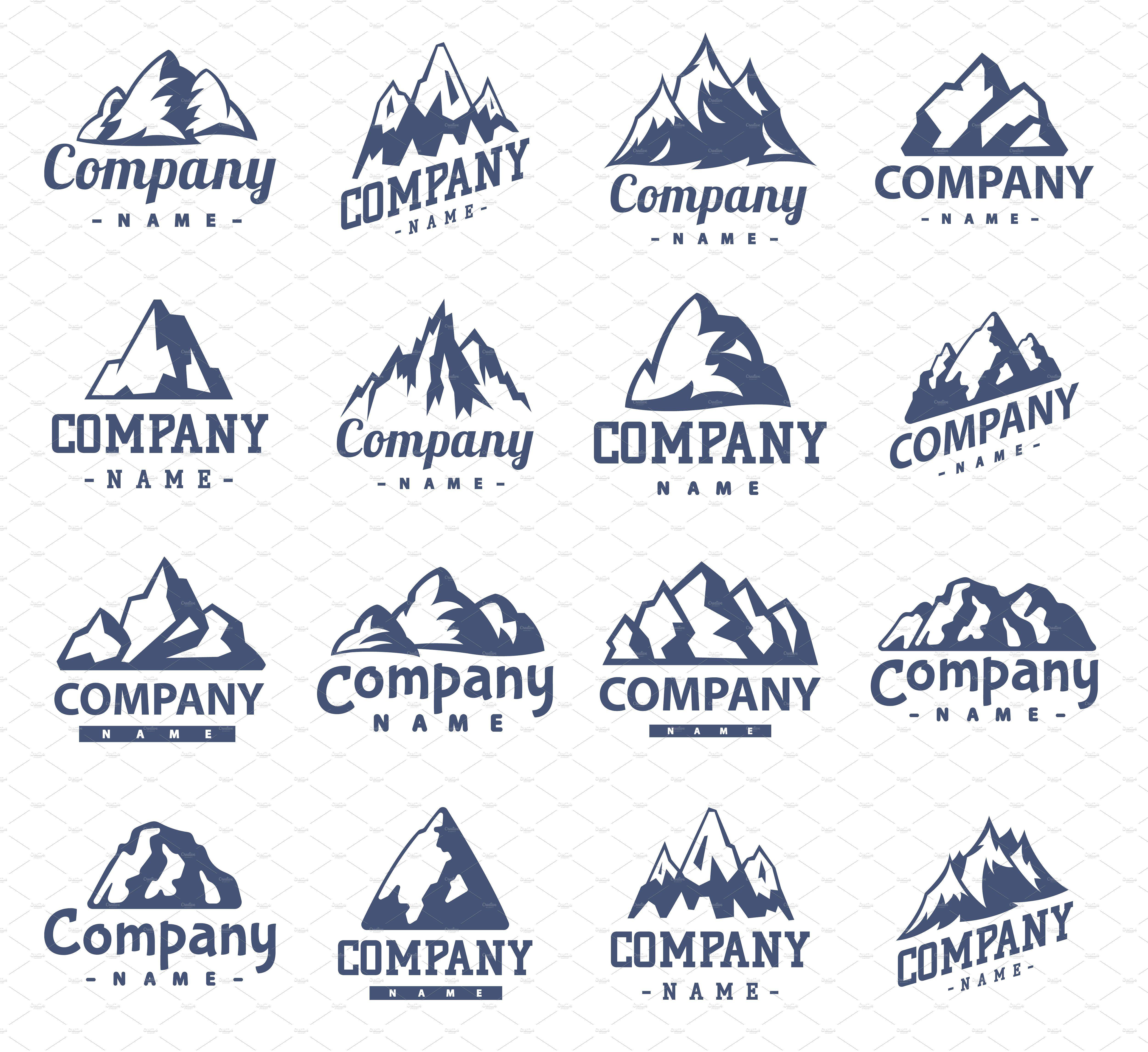 Moutain Logo - Vector set of mountain logo Illustrations Creative Market