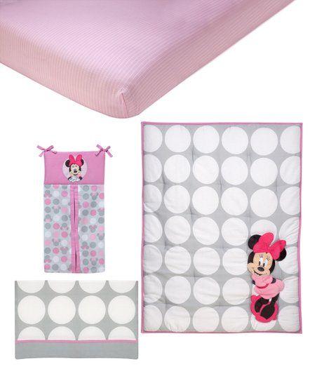Four Dot Crown Logo - Crown Crafts Minnie Mouse Polka Dot Four Piece Crib Bedding Set
