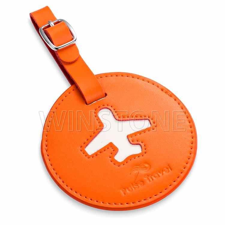 Orange Round Logo - Personalized Orange Round Airplane Leather Luggage Tag - Buy ...