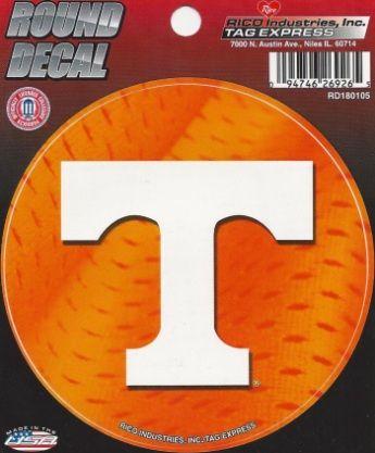 Orange Round Logo - Tennessee Volunteers T Logo UT Vols Orange Round Vinyl Decal 4.5