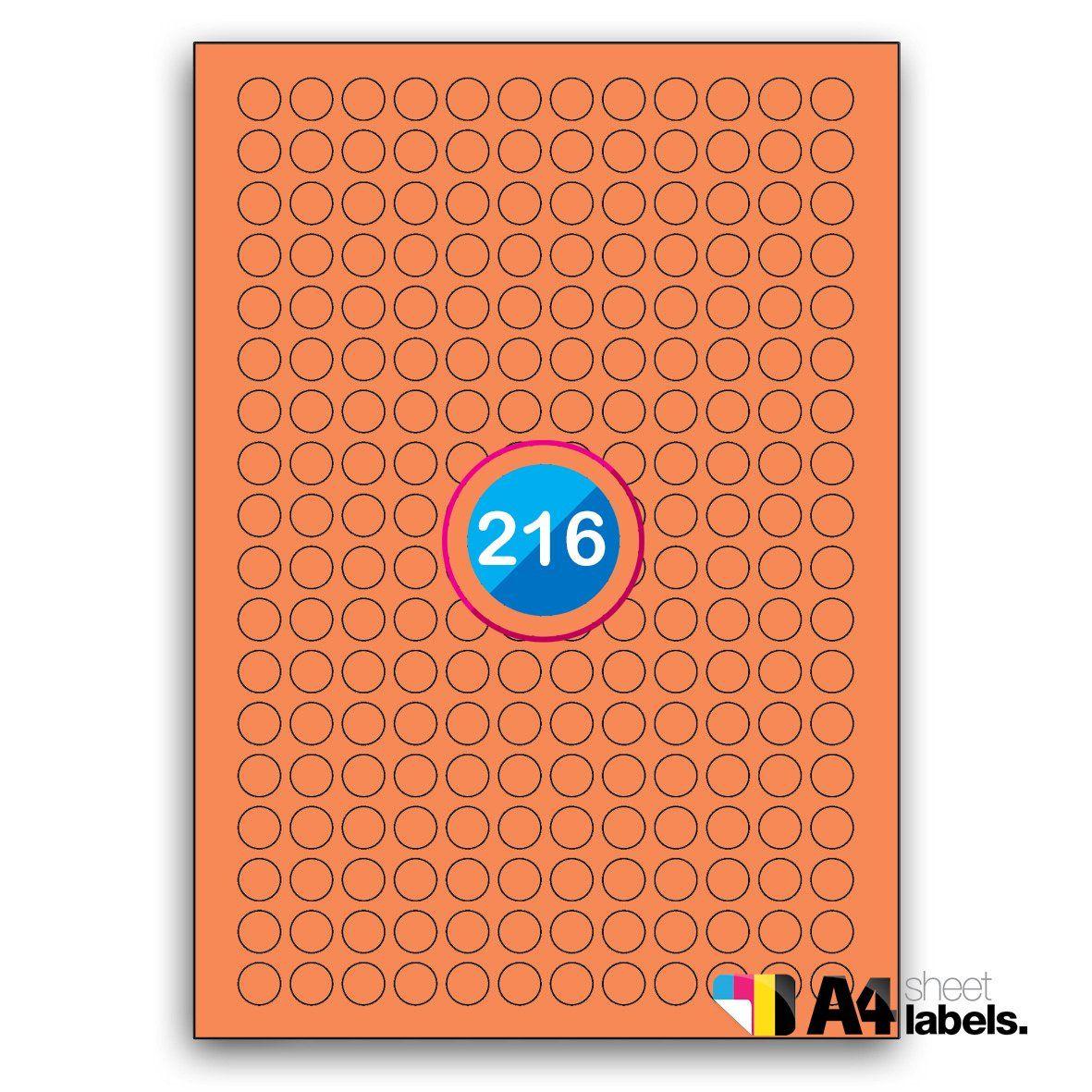 Orange Round Logo - Multi Purpose Fluorescent Orange Round Labels - 216 Labels Per Sheet ...