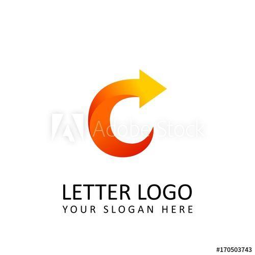 C Arrow Logo - letter C logo template orange round ribbon with arrow head - Buy ...