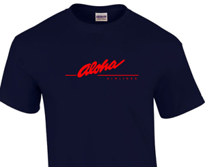 Red Hawaiian Logo - Aloha Airlines Red Retro Logo Shirt Hawaiian Airline Navy Blue T