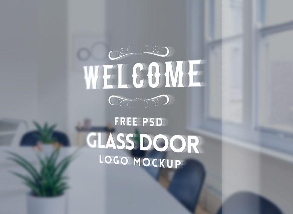 Glass Door Logo - Glass Door Logo Mockup | MockupWorld