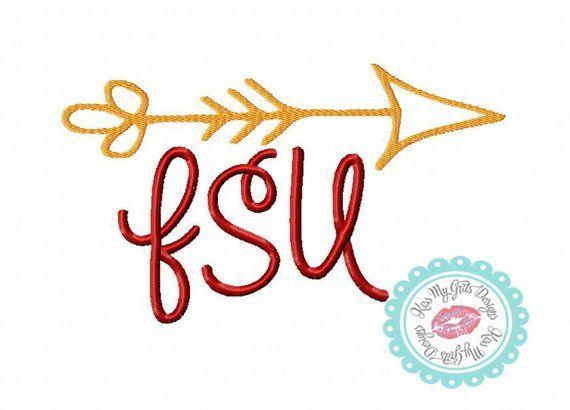FSU Arrow Logo - Florida FSU with Arrow Machine Embroidery Design