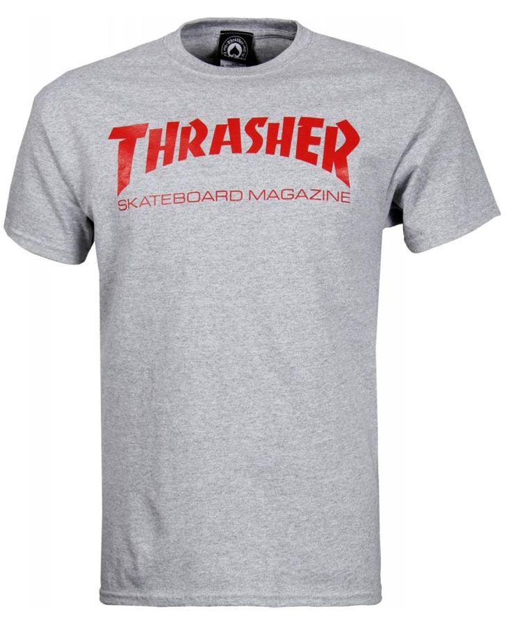Thrasher Skateboard Magazine Logo - Thrasher Skateboard Skate Mag Logo Grey Red T Shirt