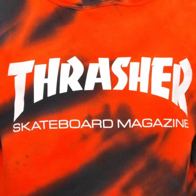 Thrasher Skateboard Magazine Logo - Thrasher Skate Mag Tiger Stripe Tie Dye Pullover Hoodie - Orange ...