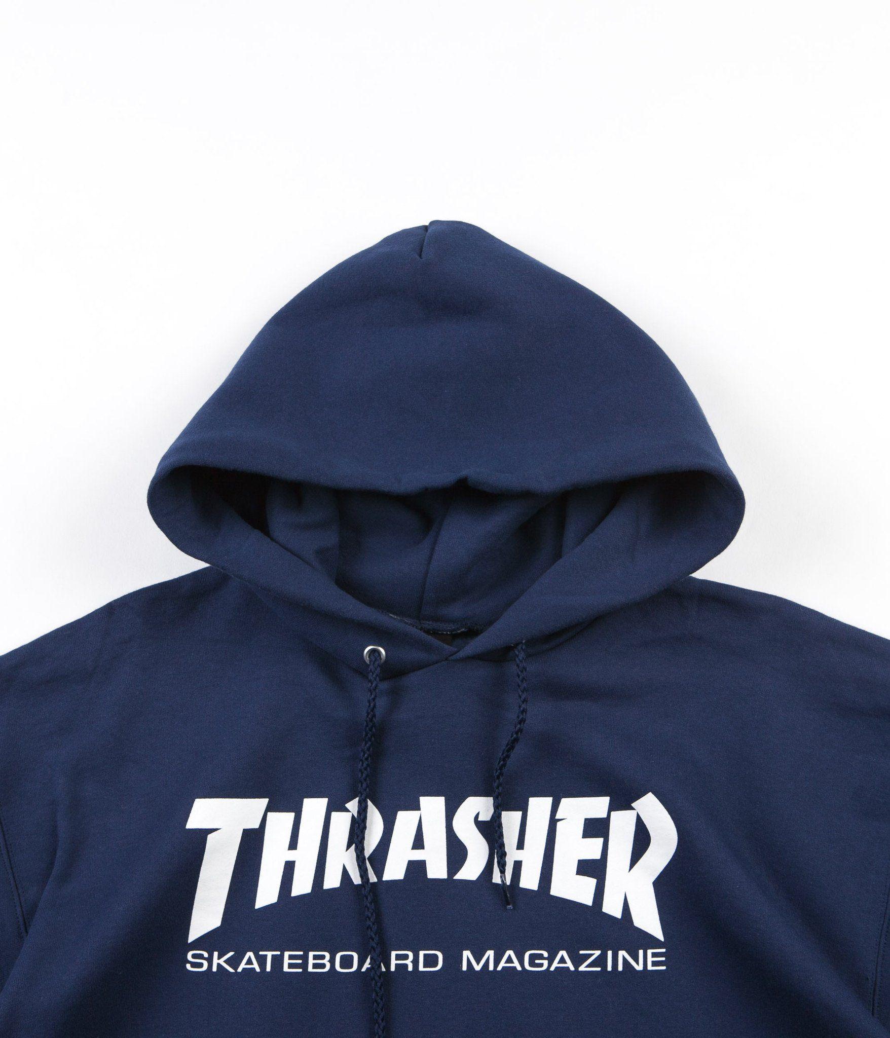 Thrasher Skate Logo - Thrasher Skate Mag Logo Hooded Sweatshirt - Navy | Flatspot