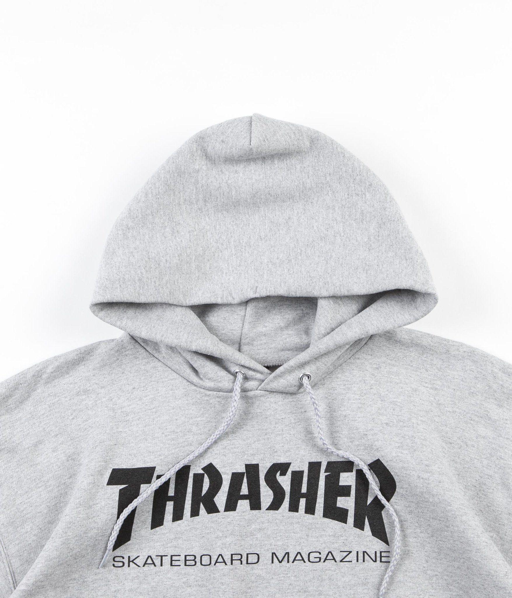 Thrasher Skateboard Magazine Logo - Thrasher Skate Mag Logo Hooded Sweatshirt - Heather Grey | Flatspot