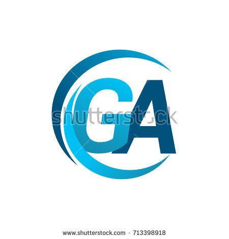 People with Blue Circle Company Logo - initial letter GA logotype company name blue circle and swoosh ...