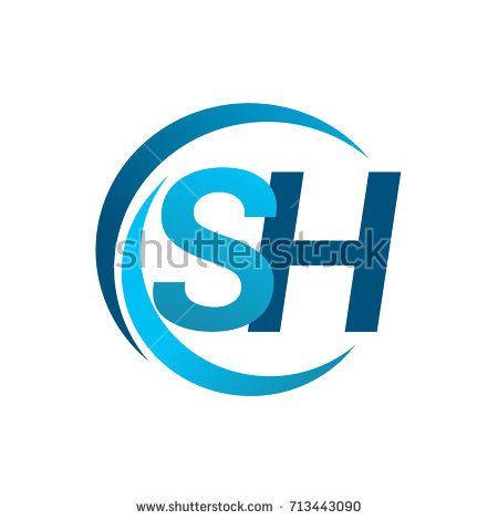 People with Blue Circle Company Logo - initial letter SH logotype company name blue circle and swoosh