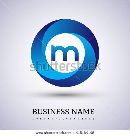People with Blue Circle Company Logo - M letter logo in the blue circle. Vector design template elements