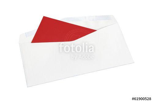 Red White and Open Envelope Logo - White open envelope with red paper