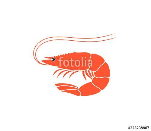 Red Shrimp Logo - Shrimp Logo. Isolated shrimp on white background. Prawns