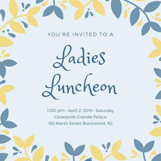 Blue Yellow Leaf Logo - Blue Yellow Leaves Luncheon Invitation - Templates by Canva