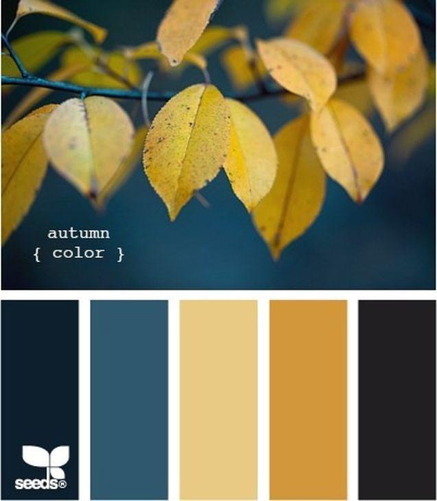 Blue Yellow Leaf Logo - Autumn yellow leaves for color inspiration | colour swatches ...