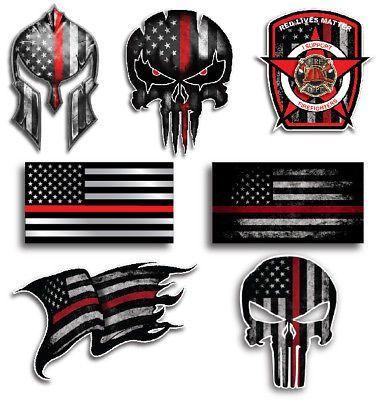 Thin Red Line Logo - Red Lives Matter American Flag Firefighter Decal Sticker Thin Red