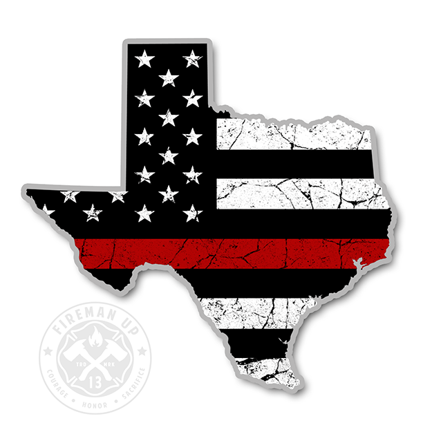 Thin Red Line Logo - Texas Thin Red Line USA Flag Tattered Sticker
